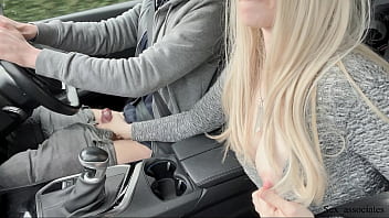 Slut Amazing handjob while driving!! Huge load. Cum eating. Cum play.