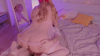 Family-sex Step Daughter in see through nightie gets ass fucked and creampied