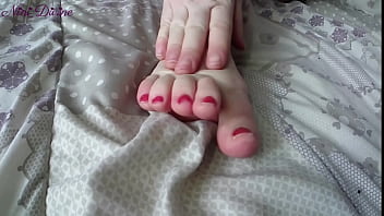 Homemade footjob with big cumshot on my stepsister's feet!