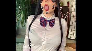 Real-redhead neko girl ahegao face